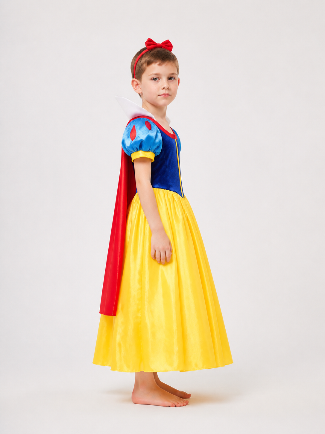 Snow White Dress with a Blue Bodice and Yellow Skirt side view