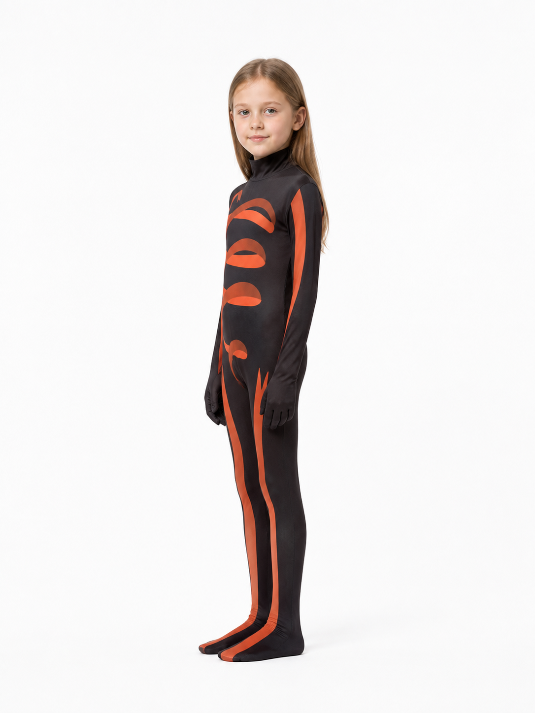 Black and Orange Clown Jumpsuit for Cosplay side view