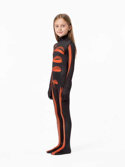 Black and Orange Clown Jumpsuit for Cosplay side view