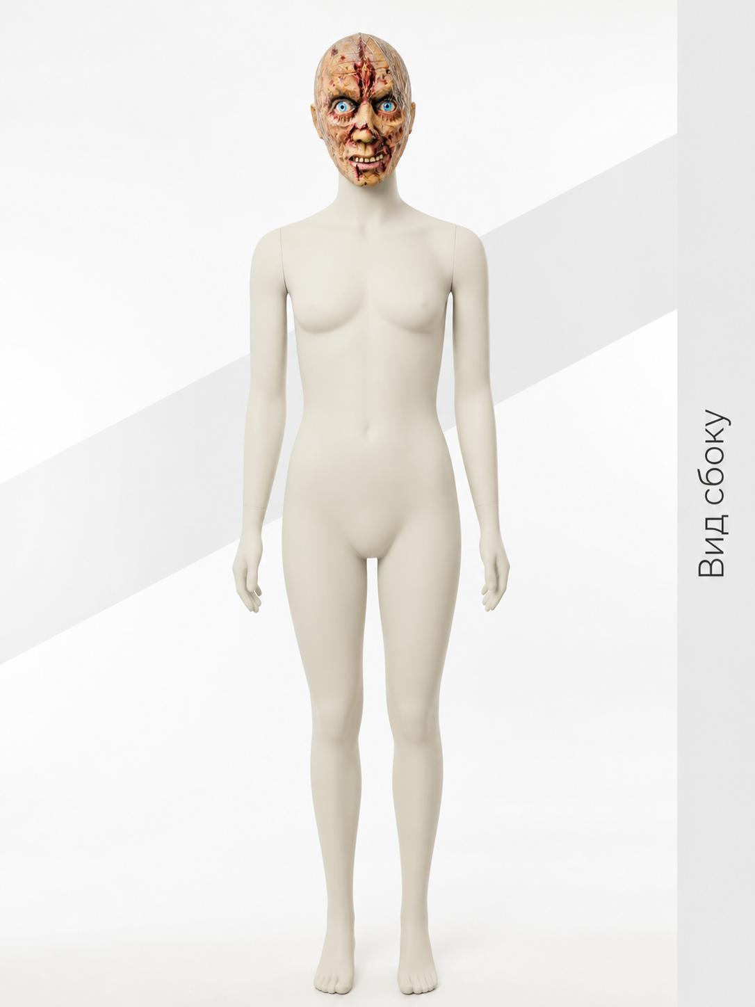 Zombie-Style Halloween Mask with Bloody Wounds