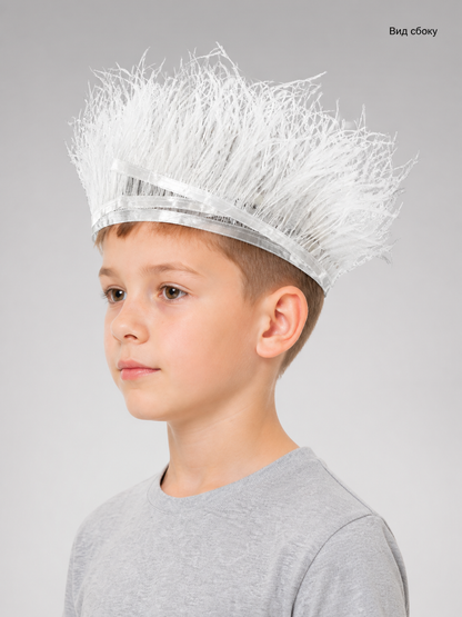 Carnival Headpiece with White Feathers side view