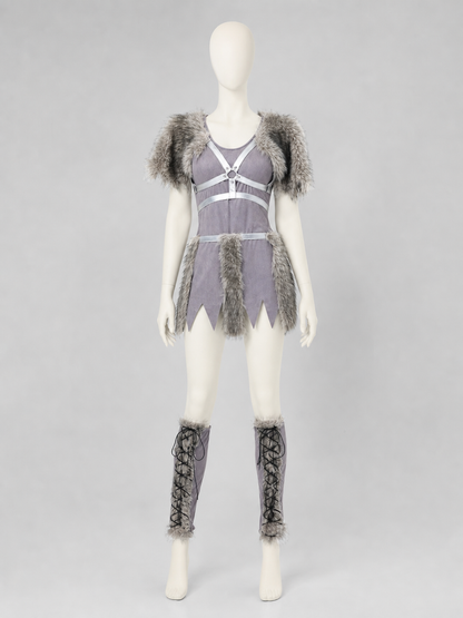 Fantasy character costume with a horned headpiece