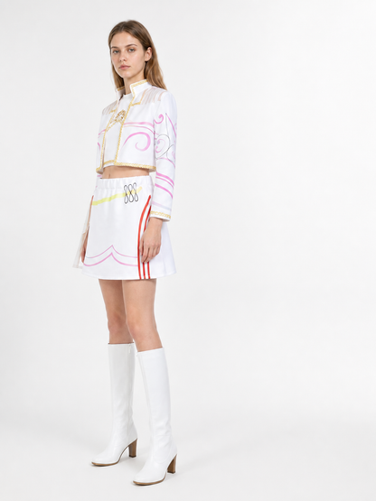 Children's White-and-Pink Costume with Jacket and Skirt side view
