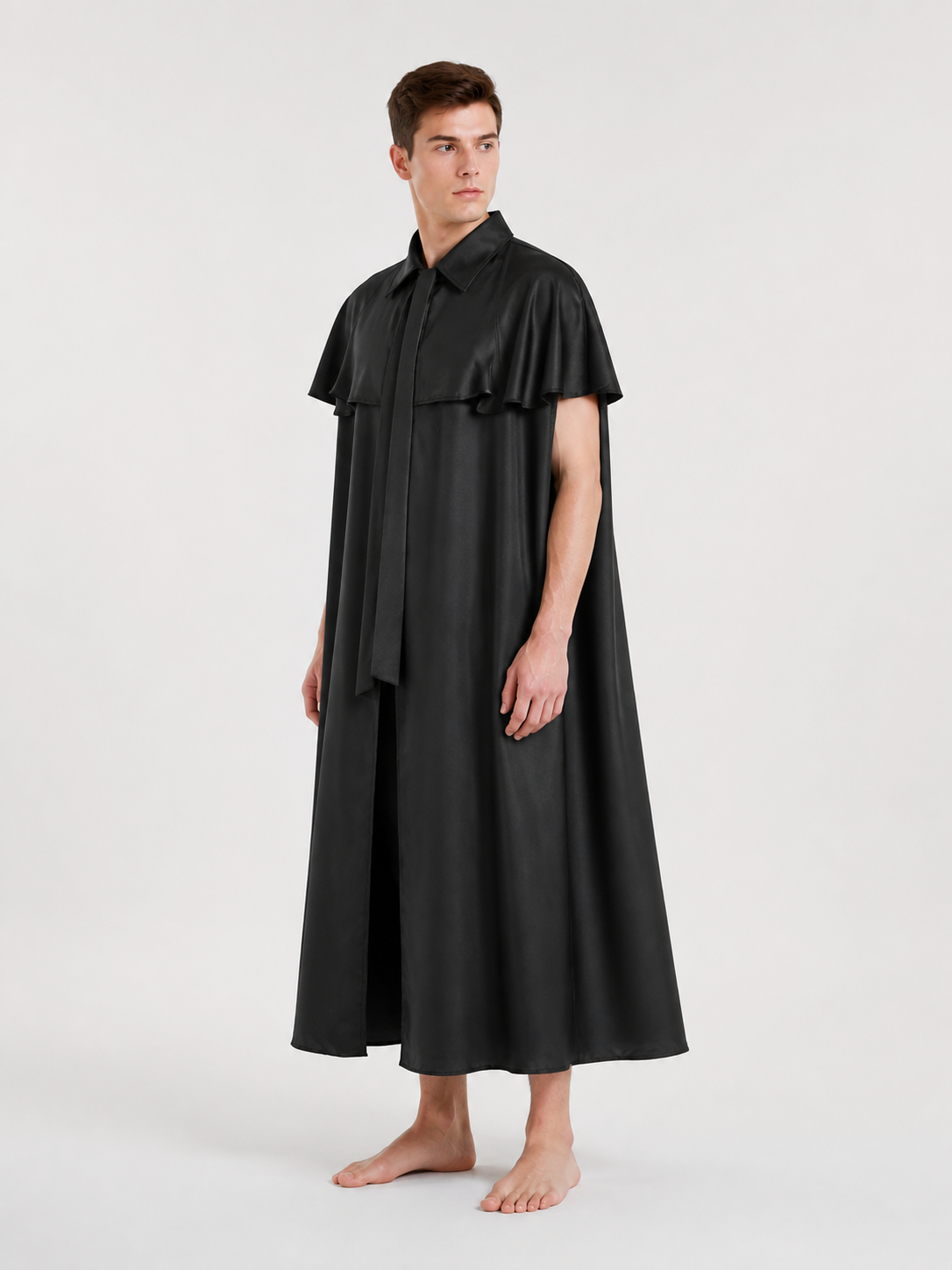 Black Carnival Cape for Halloween and Cosplay side view