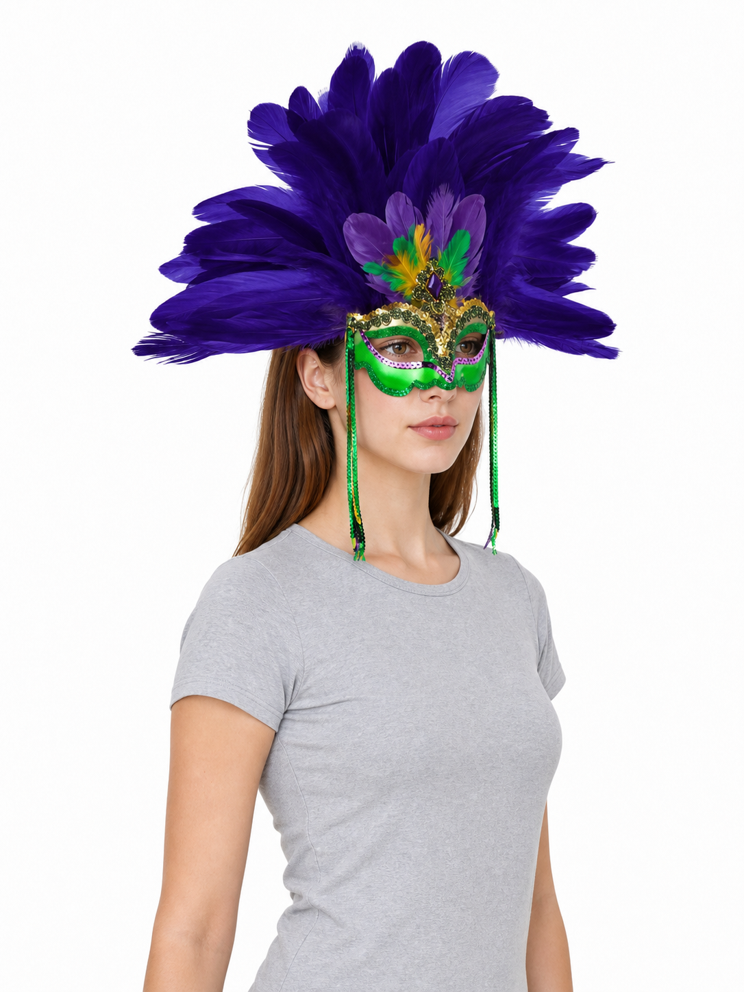 Masquerade Mask with Purple Feathers