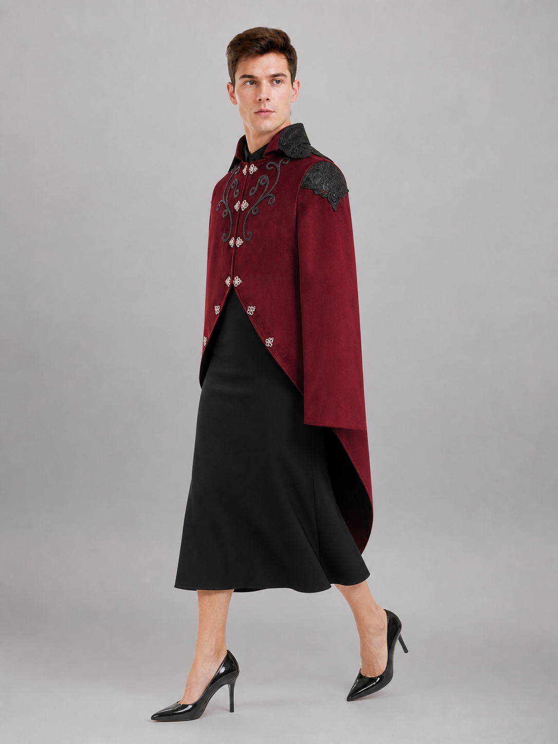 Gothic Tailcoat with Black Trim for Cosplay