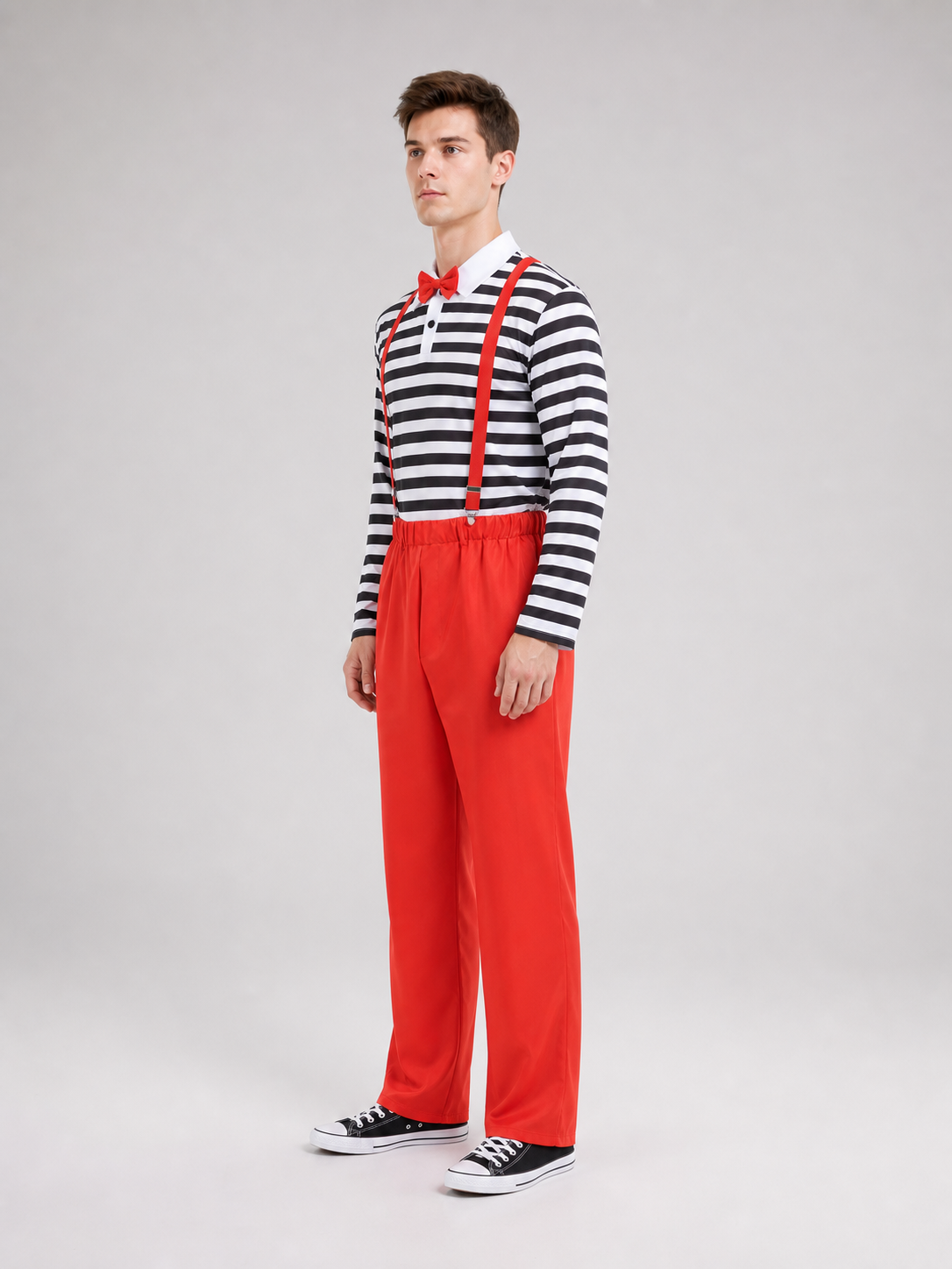 Bright clown costume designed for an expressive stage look and festive