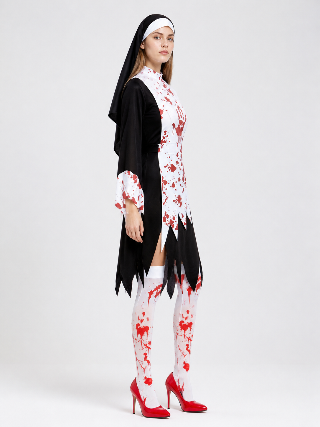 Costume with Bloodstains and a Jagged Hem side view