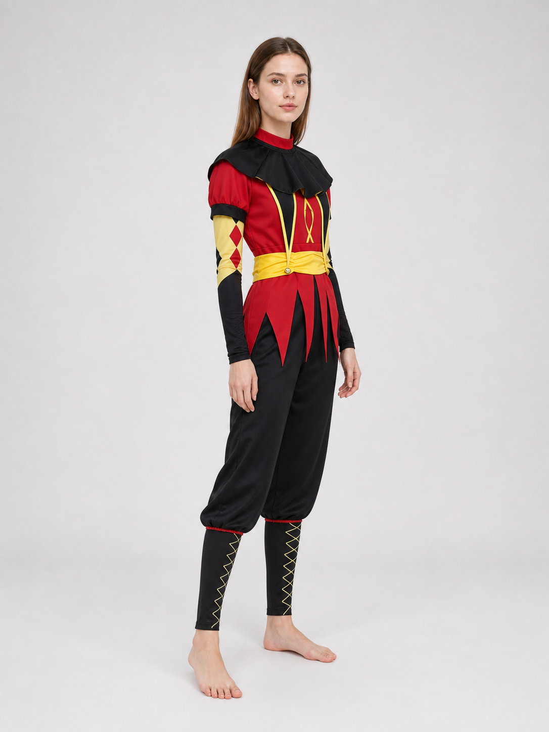 Pierrot Jester Cosplay Costume with Mask and Accessories