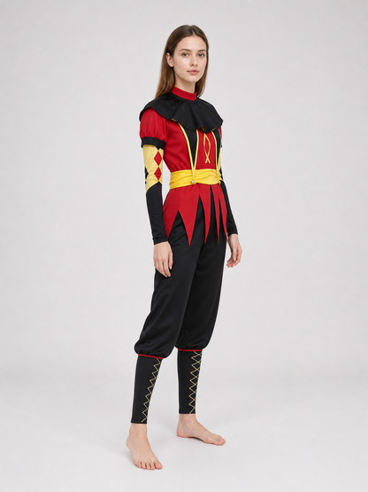 Pierrot Jester Cosplay Costume with Mask and Accessories