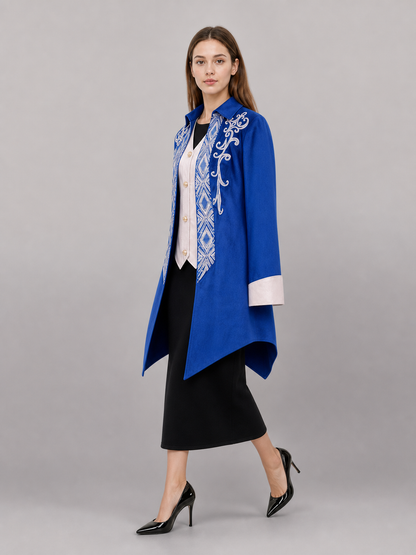 Long Blue Embroidered Costume Tailcoat