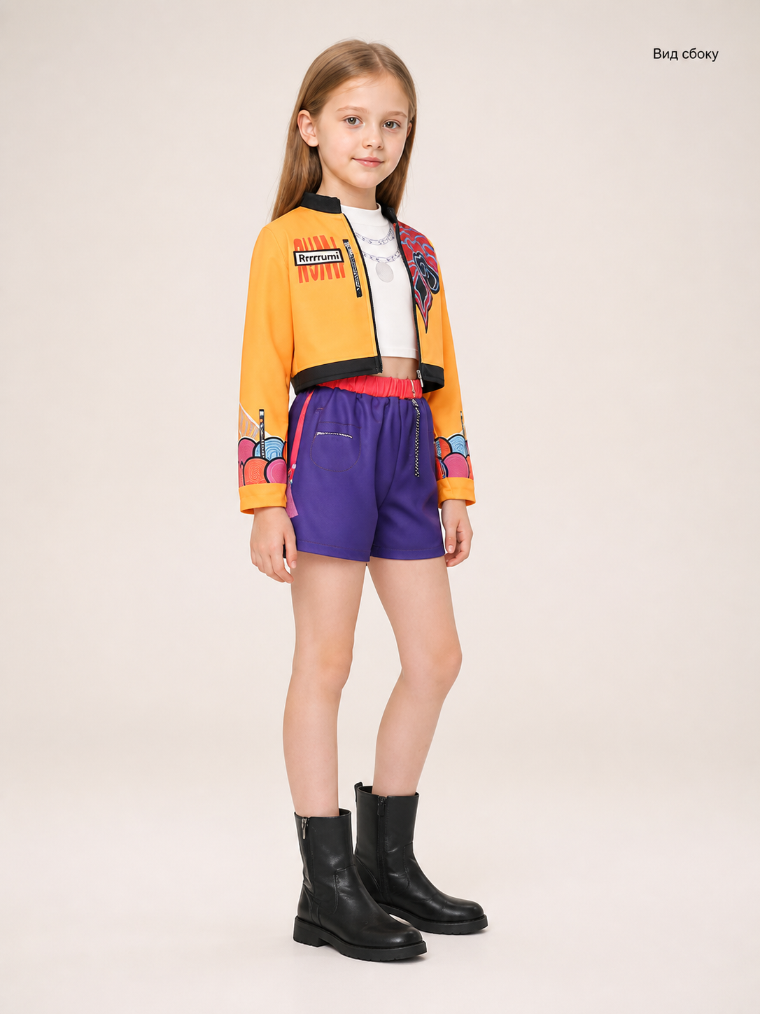 Halloween Cosplay Set: Jacket, Top, and Shorts side view