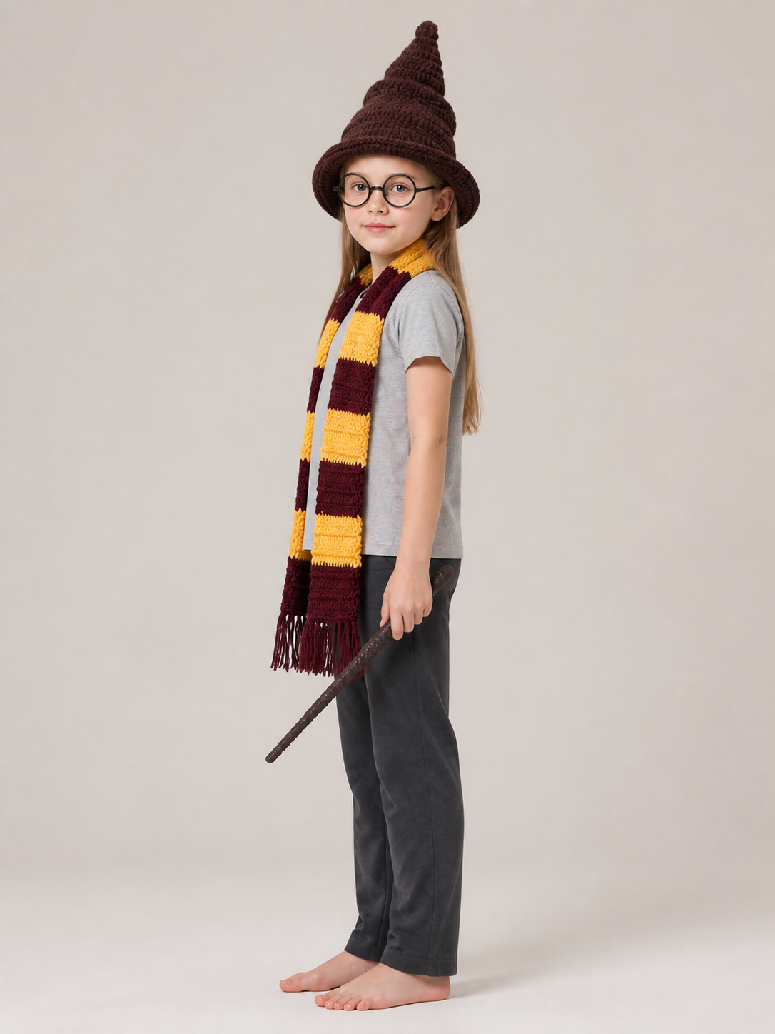 Witch Costume Set with Pointed Hat for Photo Shoots side view