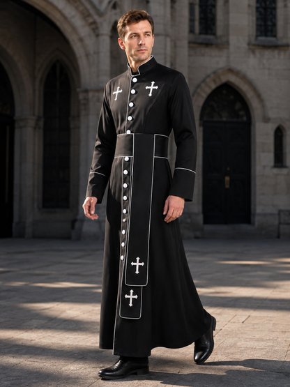 Nun Costume with Crosses for Stage Performances and Cosplay side view