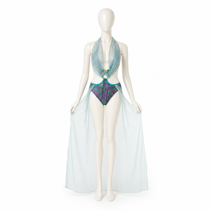 Stage Costume with a Sheer Cape side view