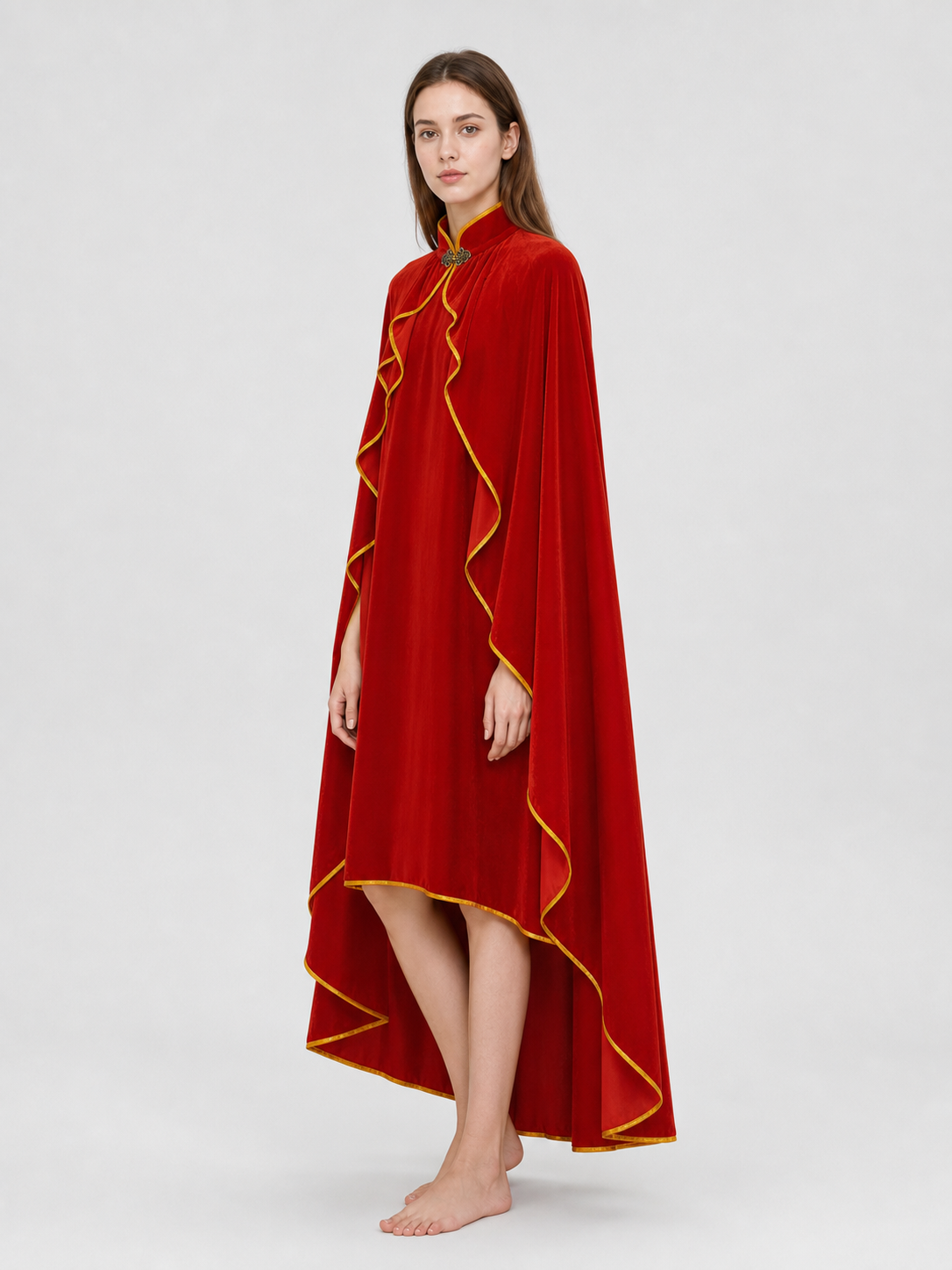 Cape Cloak with a High Collar and Gold Trim