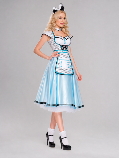 Alice Costume Dress, Black-and-White Apron, Decorative Detail