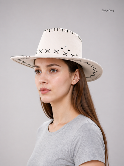 Carnival Cowboy Hat, Wide-Brimmed, Tall-Crowned side view