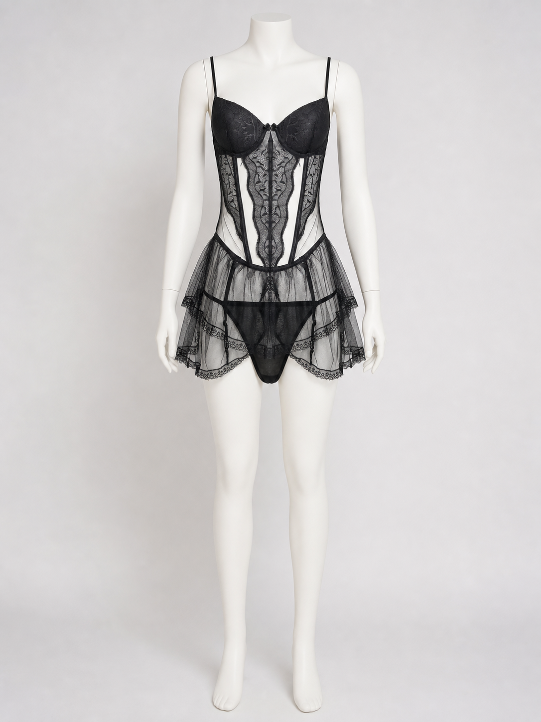 Erotic Bodysuit with Thin Straps and Lace