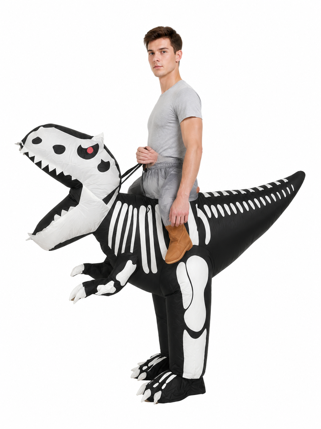 Black-and-White Skeleton Dinosaur Costume side view