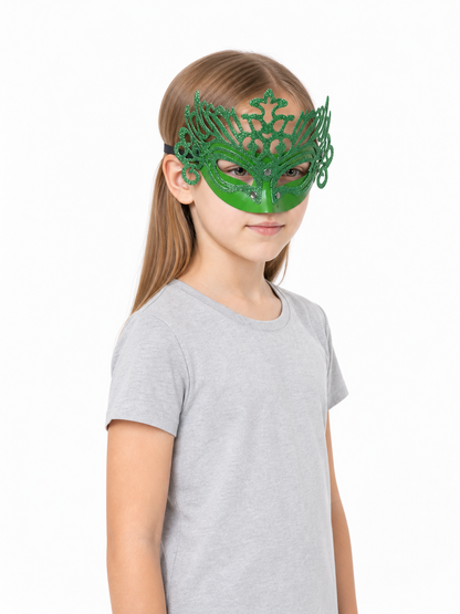 Green Glitter Carnival Headdress Mask