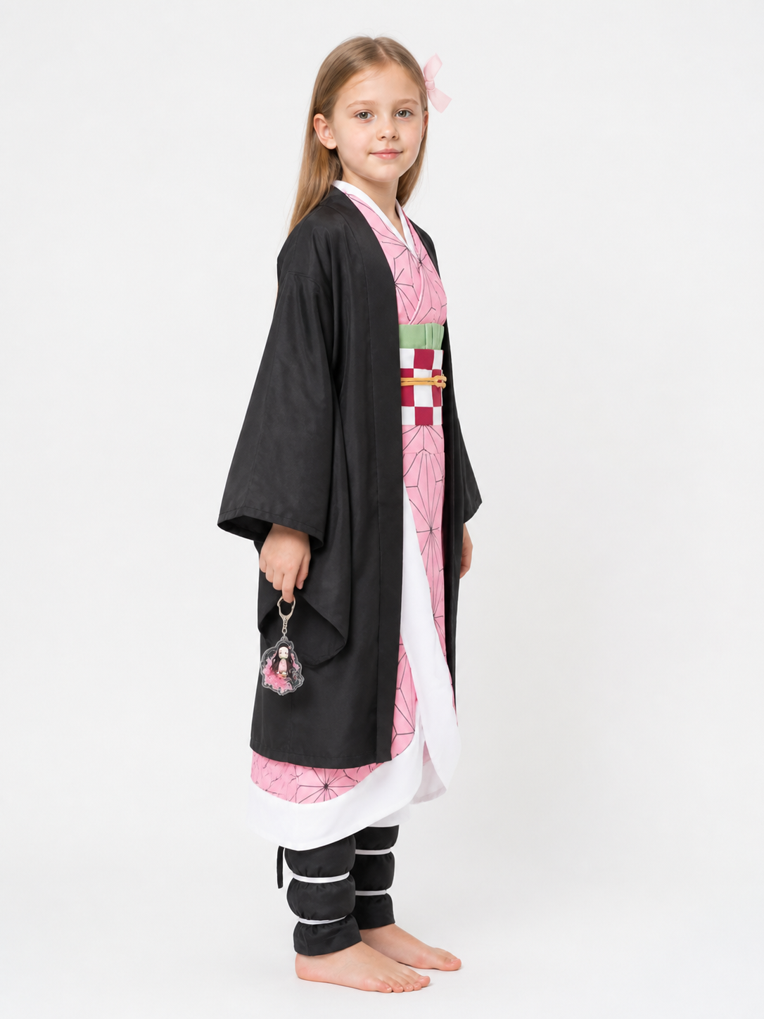 Nezuko Kamado Cosplay Costume with Kimono and Belt side view
