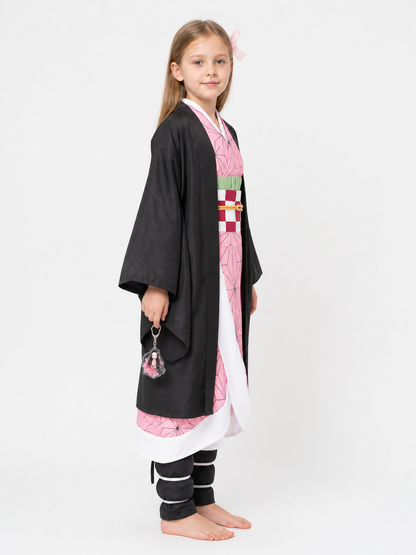 Nezuko Kamado Cosplay Costume with Kimono and Belt side view