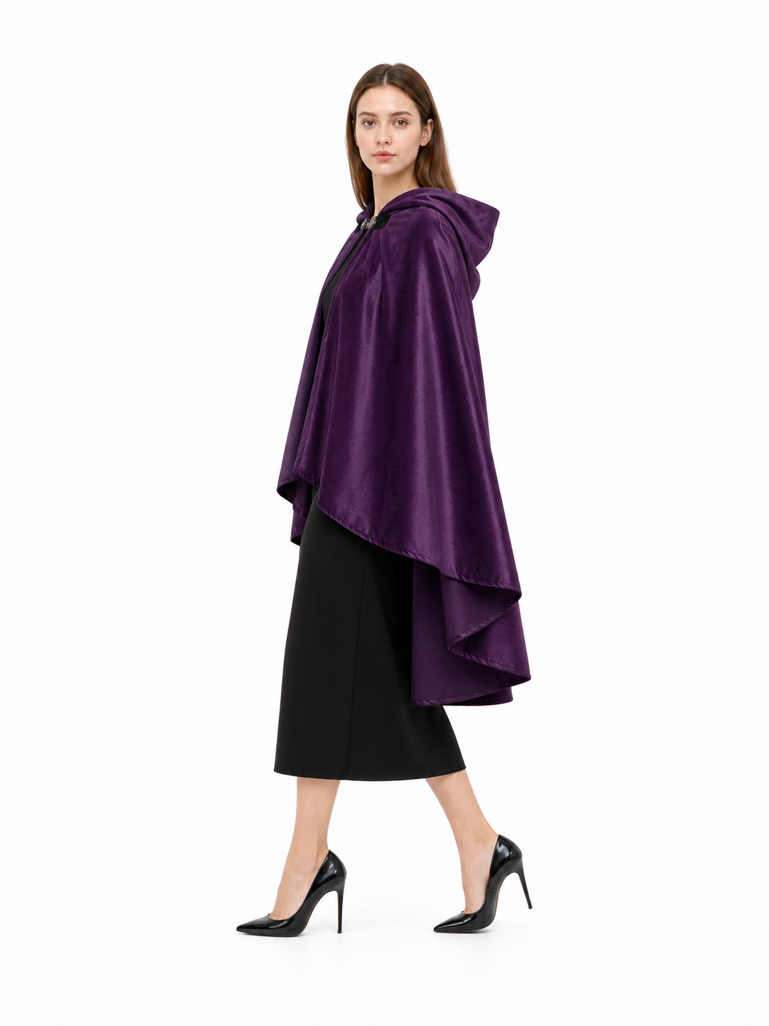 Purple Hooded Medieval Costume Cloak