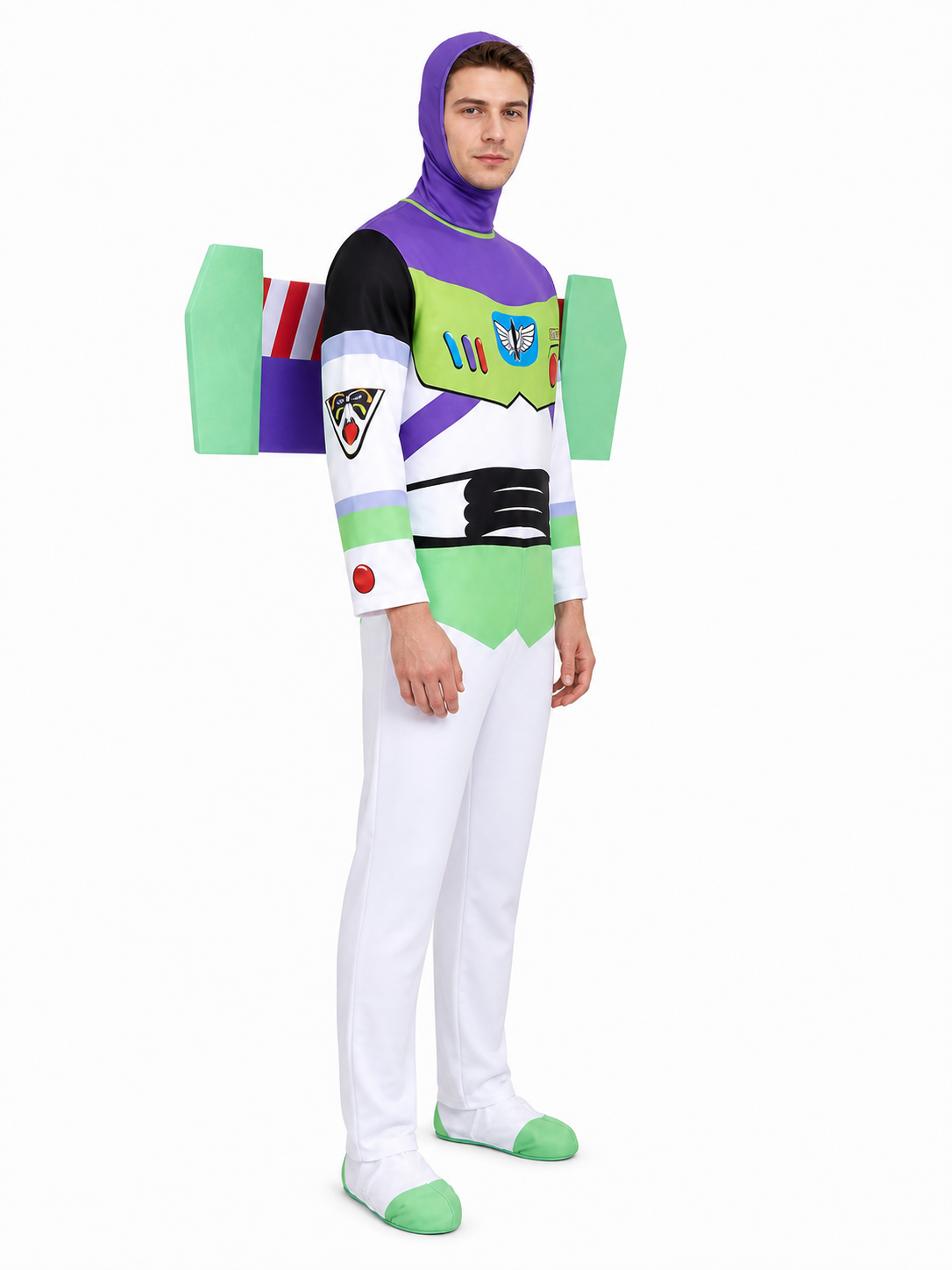 Buzz Lightyear Jumpsuit with Wings and Hood side view