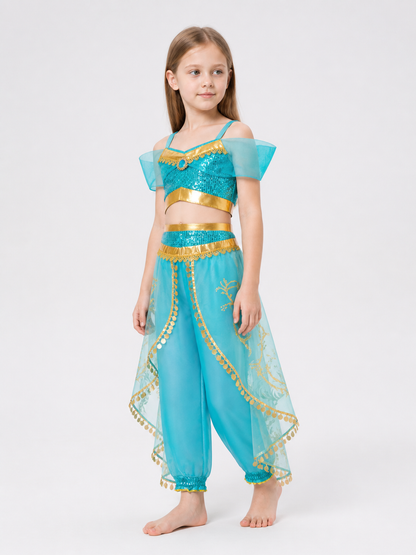 Blue and Gold Princess Costume Set side view