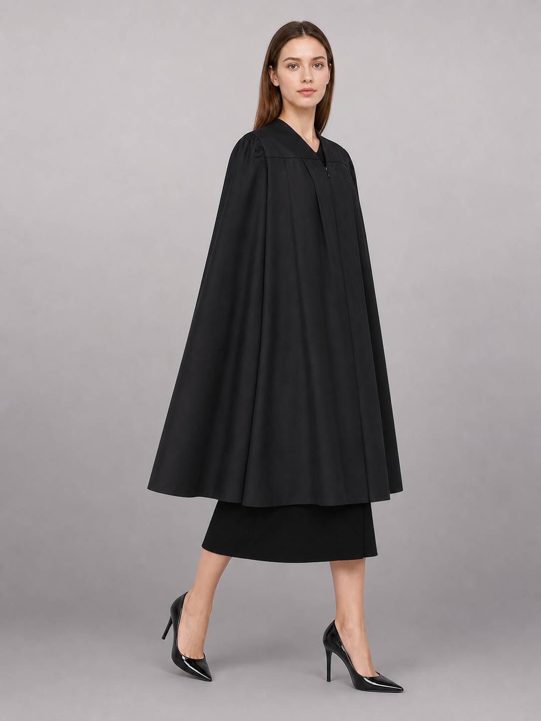 Long Black Hooded Carnival Cloak