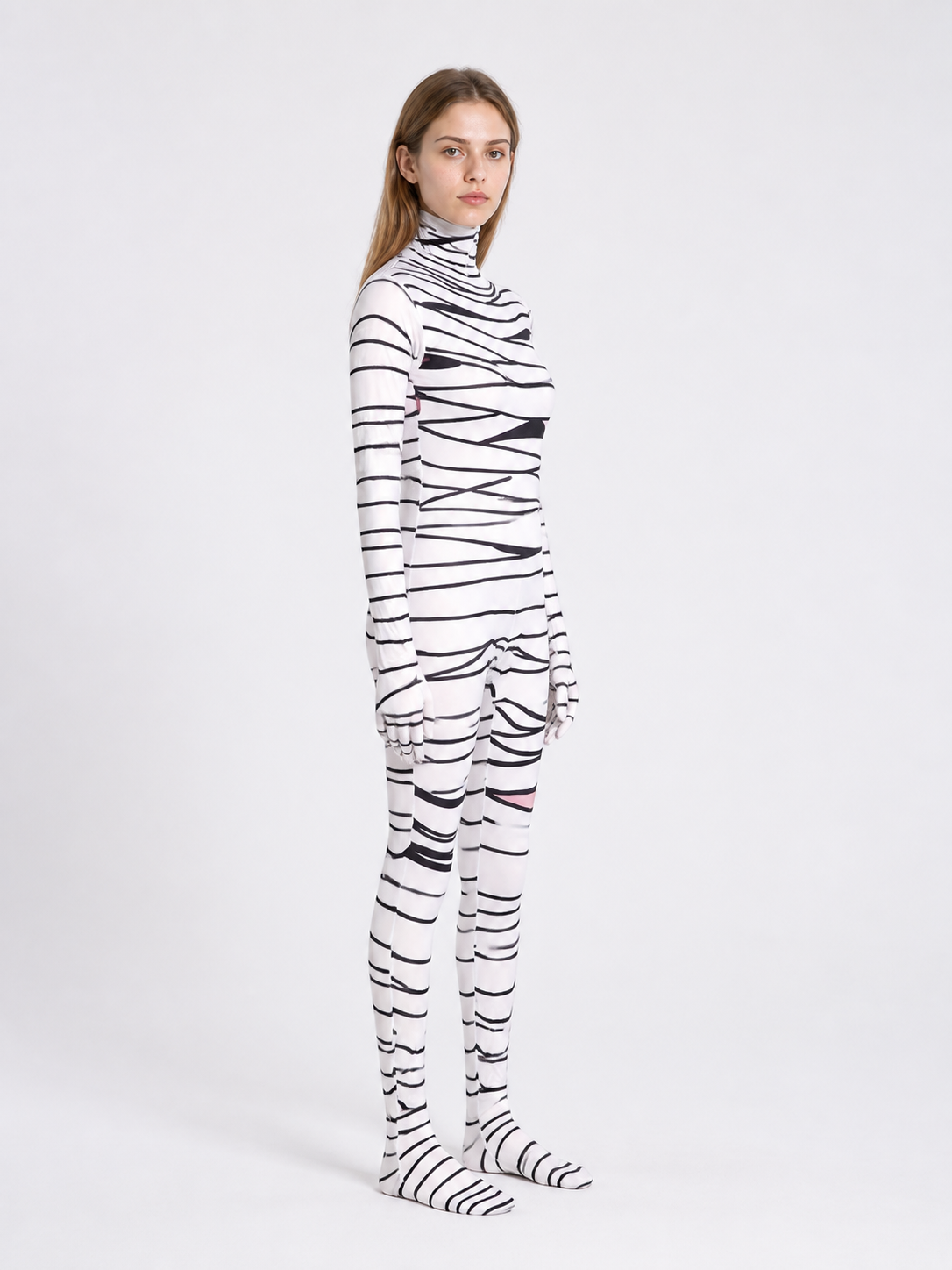 Hooded Mummy Jumpsuit with Long Sleeves side view