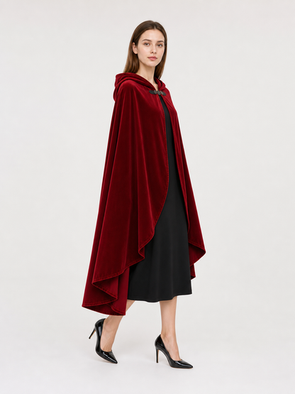 Red medieval carnival cloak with hood