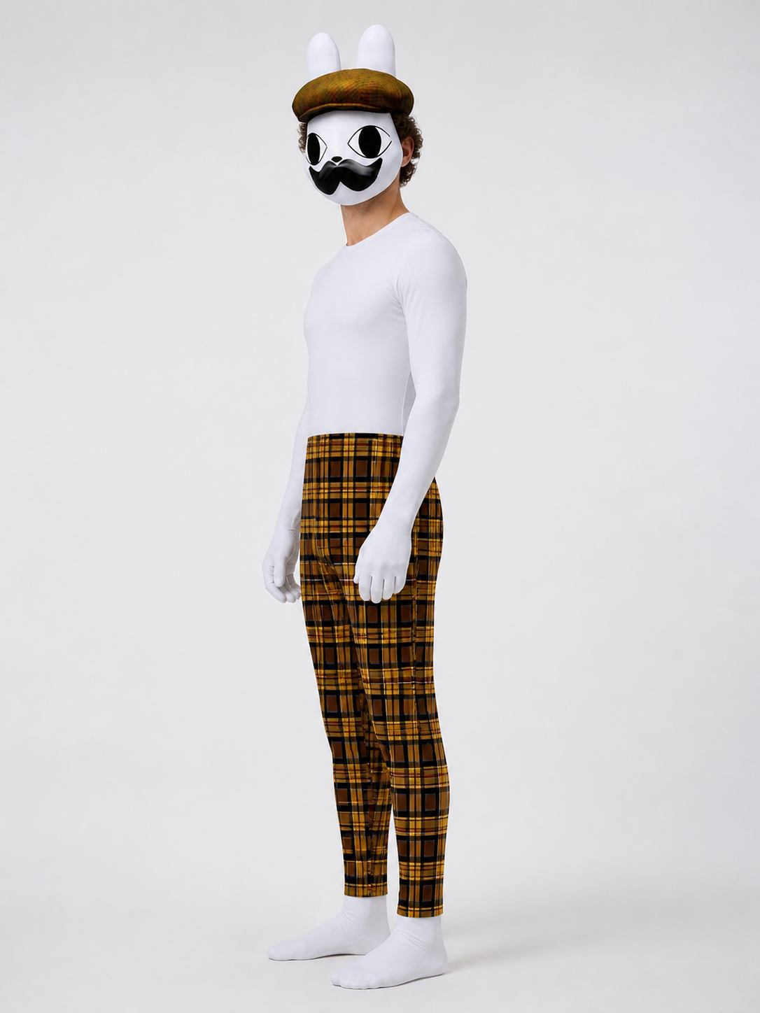 Rabbit Costume with Mask and Plaid Jumpsuit side view