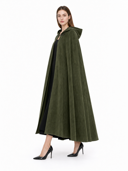 Long Green Hooded Costume Cloak