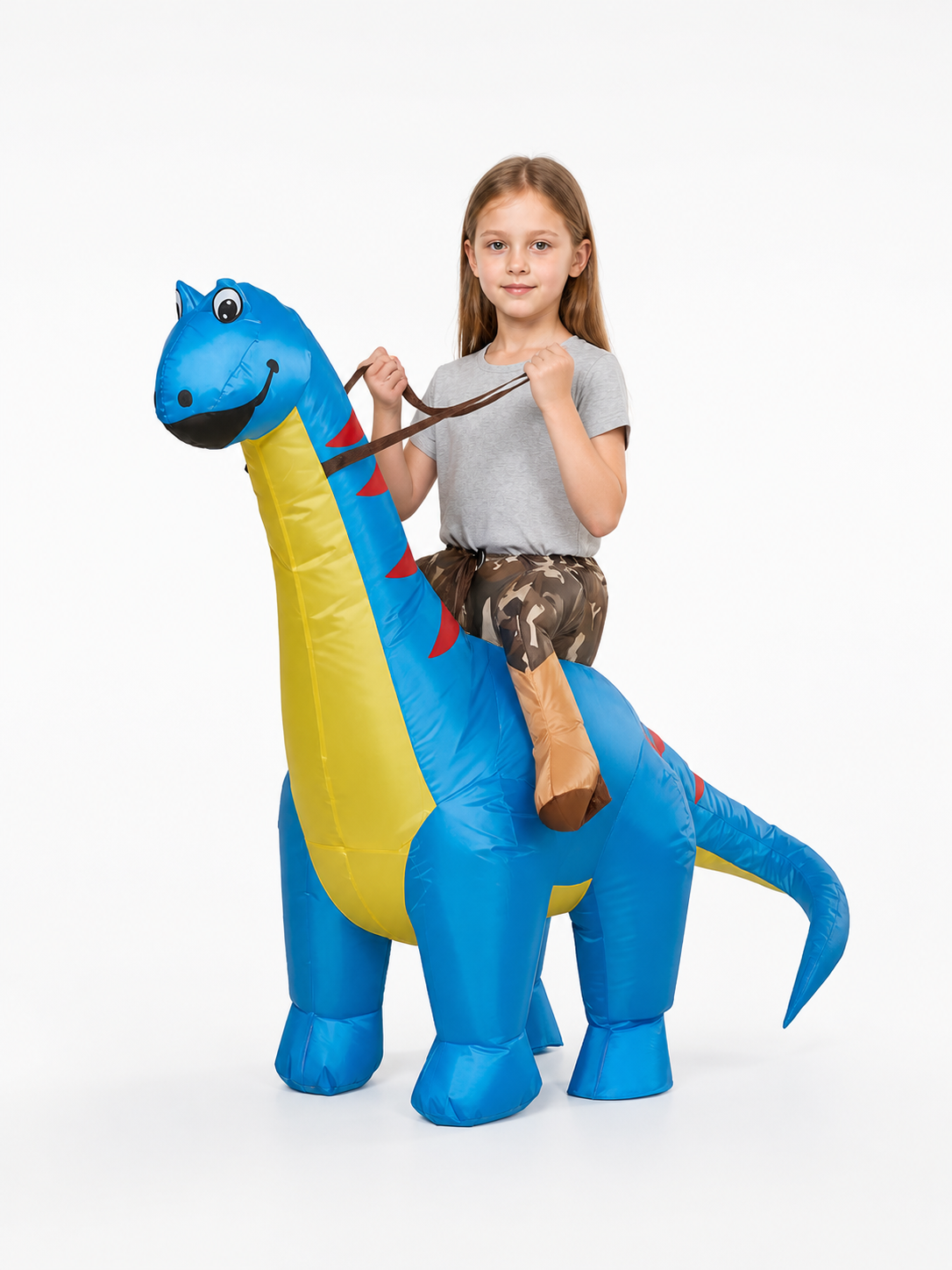 Dinosaur Toy with a Long Neck and Red Spots side view