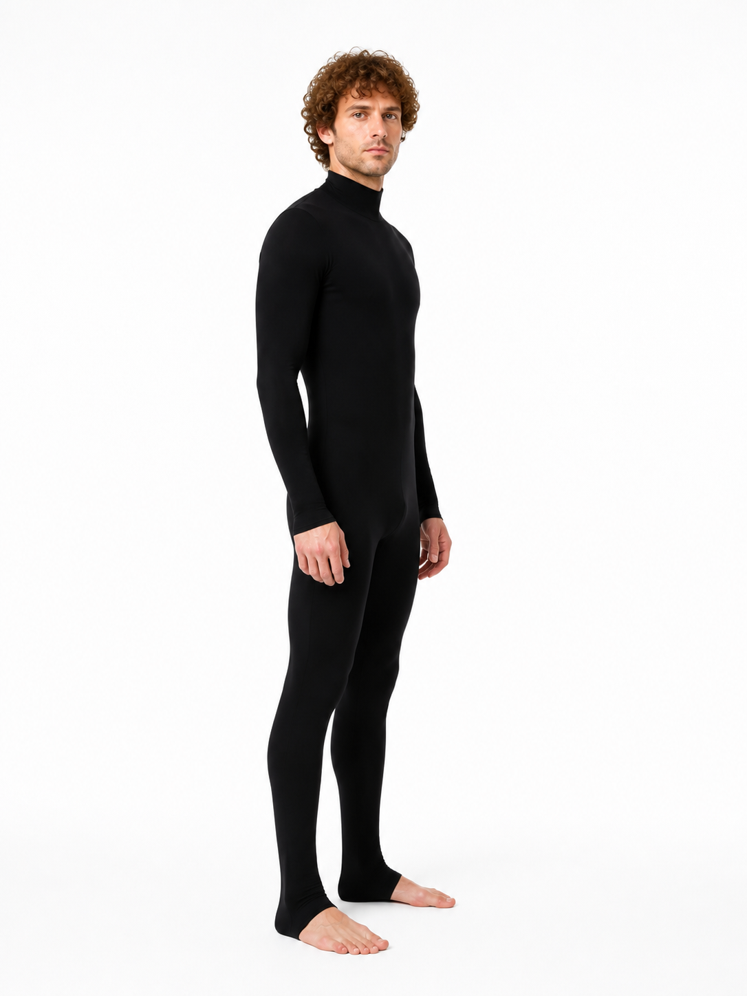 Black Form-Fitting Jumpsuit with Long Sleeves
