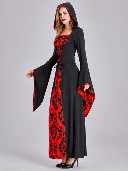 Long Gothic-Style Hooded Dress