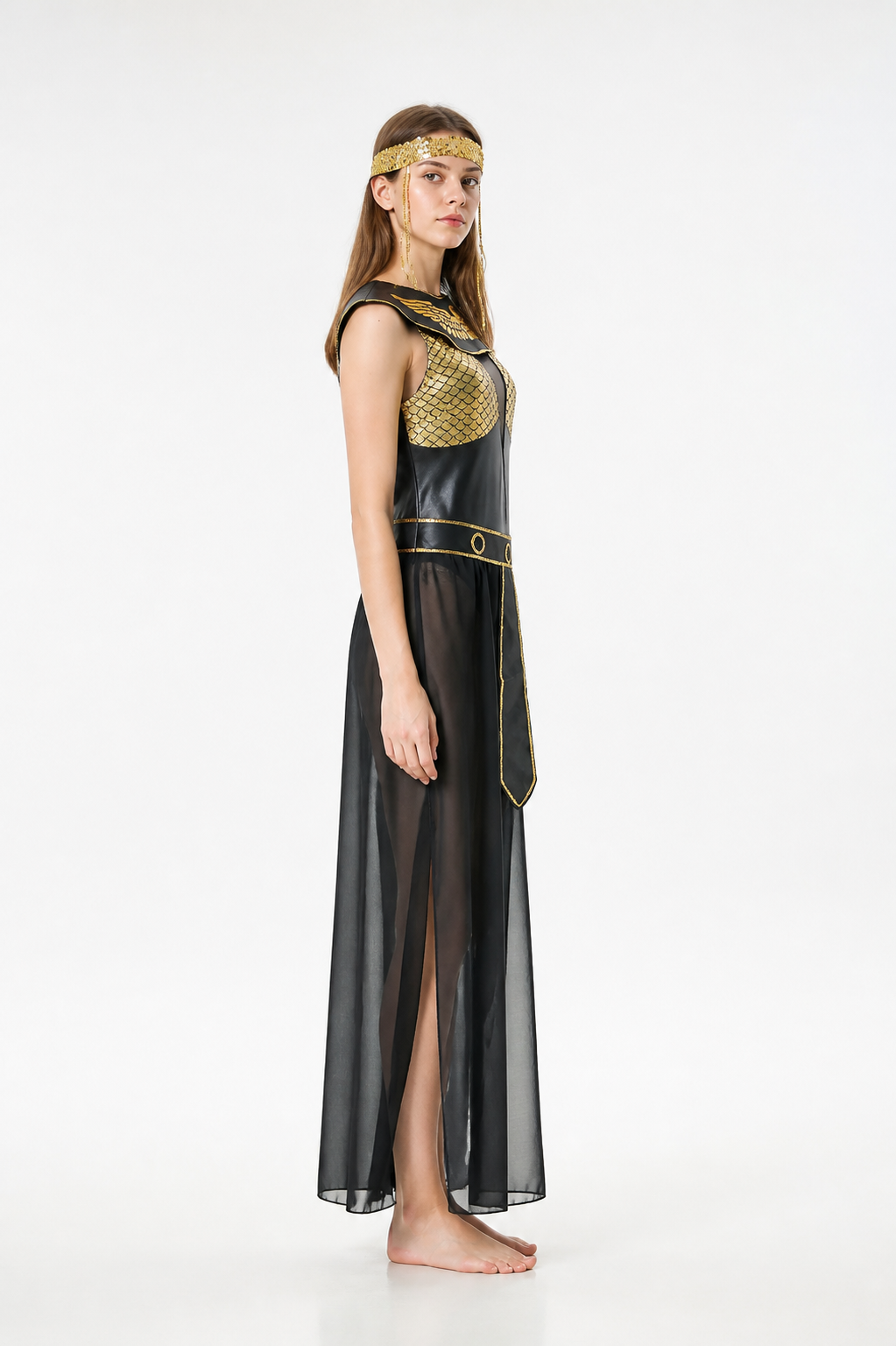 Black and Gold Cleopatra Costume for Halloween side view