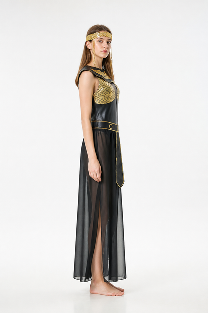 Black and Gold Cleopatra Costume for Halloween side view