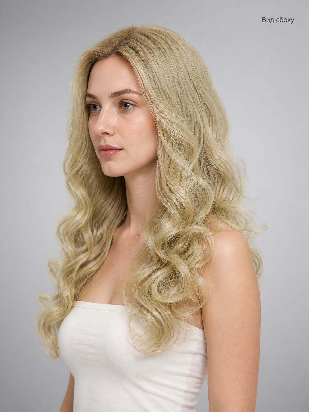 Light Golden Wavy Carnival Wig for Halloween side view