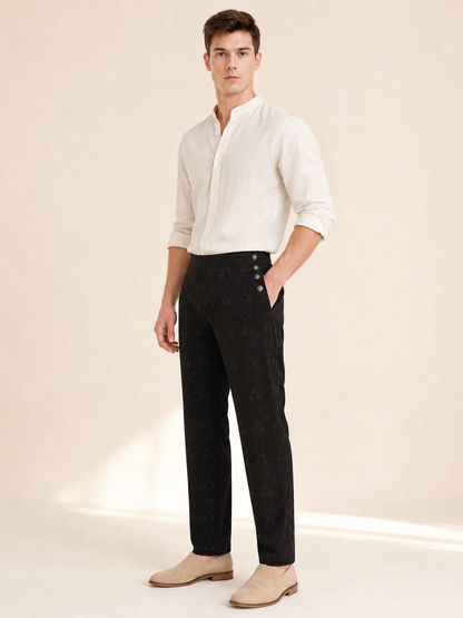 Straight-Leg Pants with Jacquard Pattern