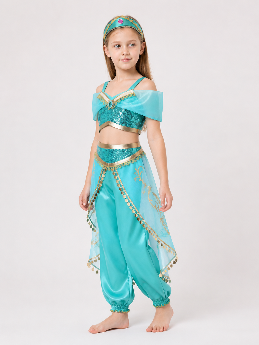 Turquoise Princess Costume for Halloween side view