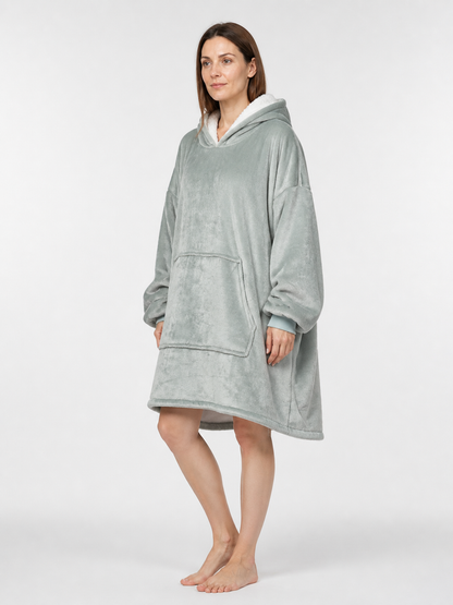 Dark Gray Long Hooded Sweatshirt for Home side view