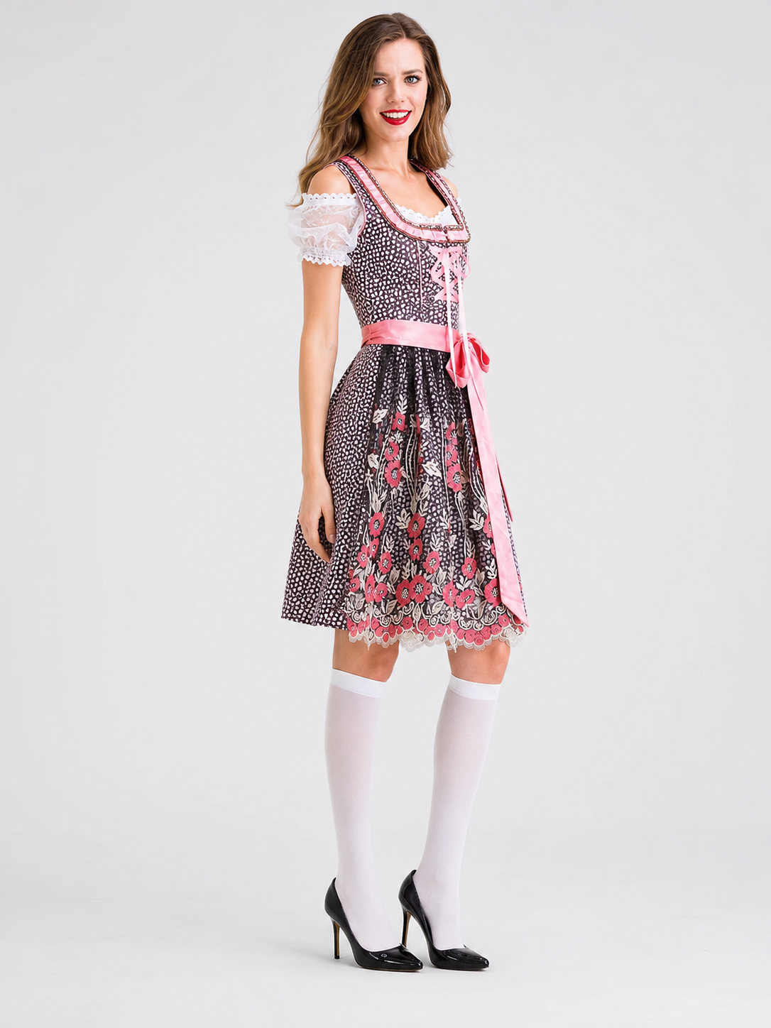 Bavarian-Style Cosplay Dress with a Bow side view