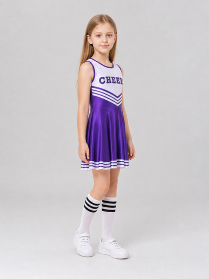 Cheerleading Costume with Pom-Poms and Knee-High Socks
