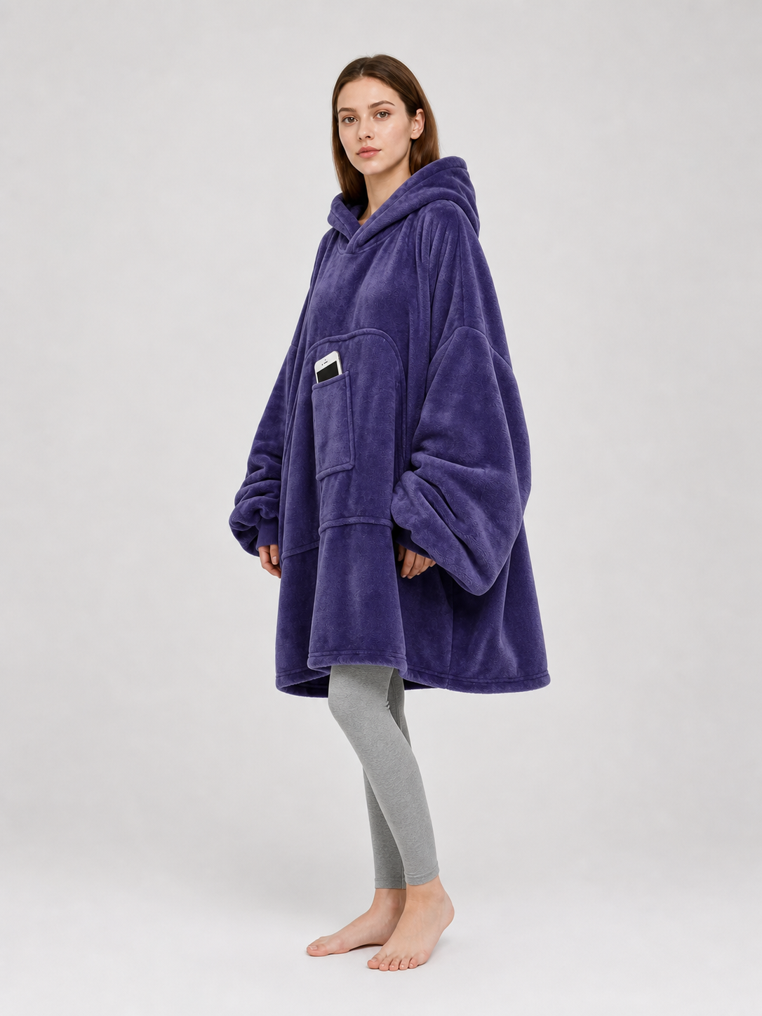 Hooded Blanket with Sleeves and Pockets