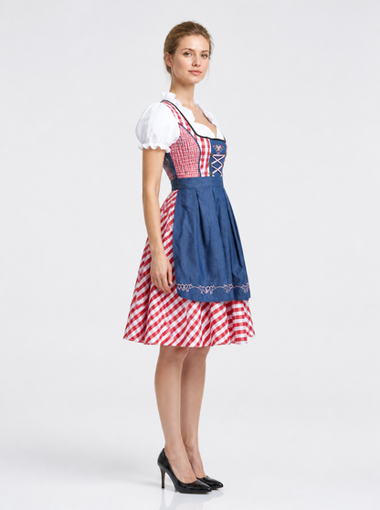 Bavarian Dirndl Dress with Apron and Corset side view