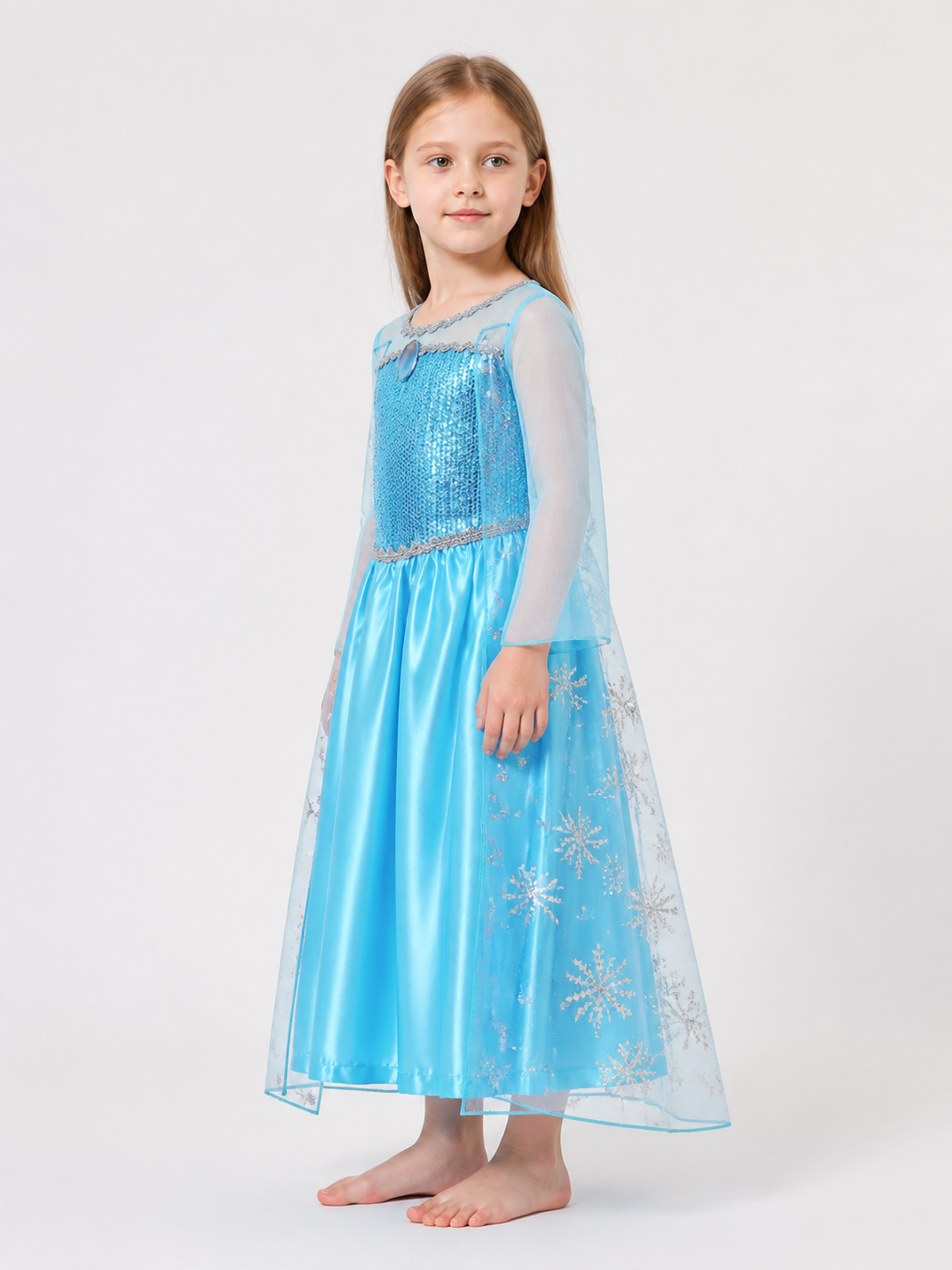 Blue Snow Queen Costume for Girls for Halloween side view