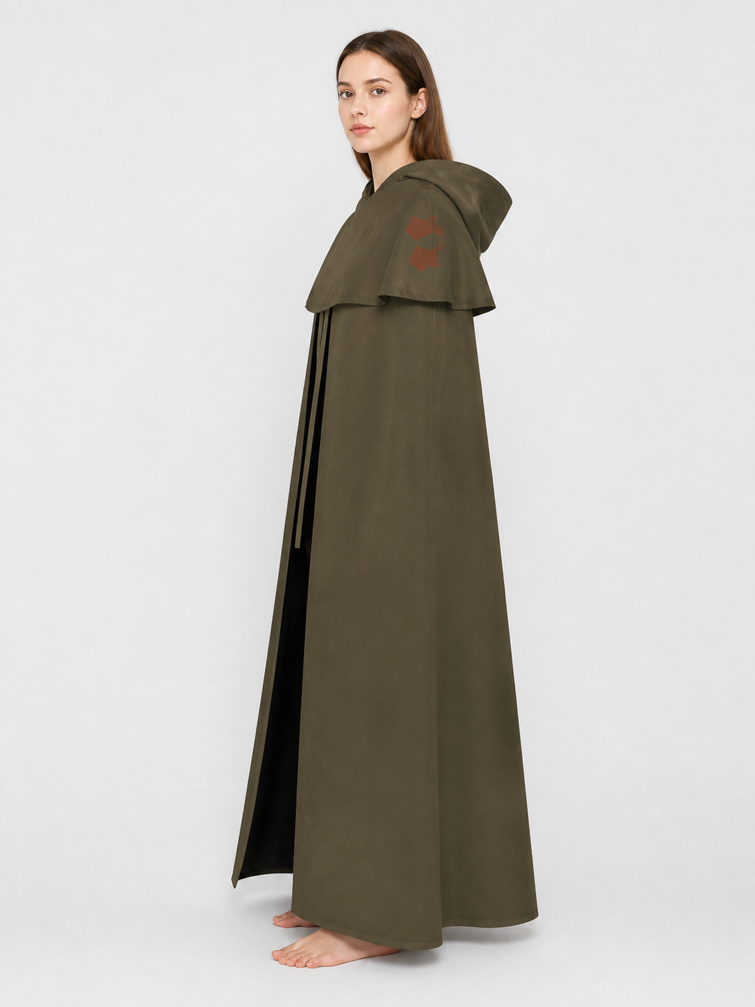 Long Hooded Elf Cloak for Cosplay side view